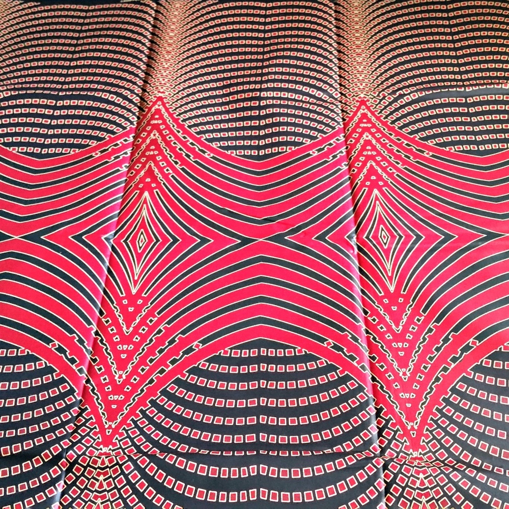 Red Black African Fabric - 12 Yards